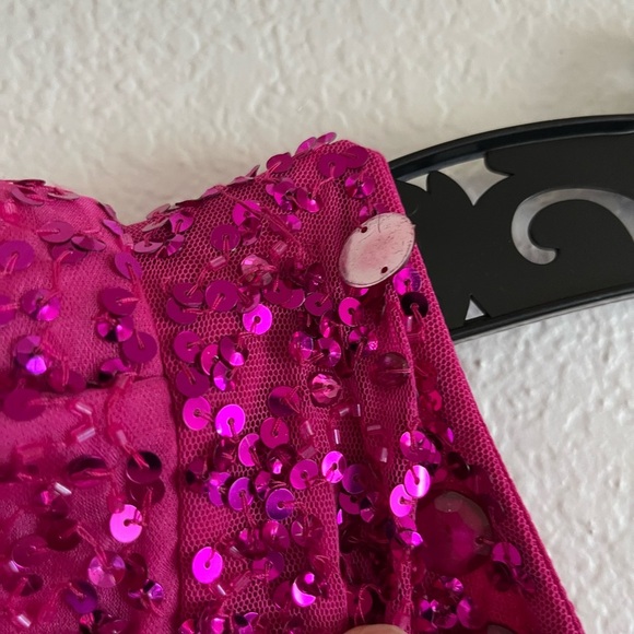 MacDuggal 10912 Elegant One-Shoulder Pink Dress - Picture 8 of 9